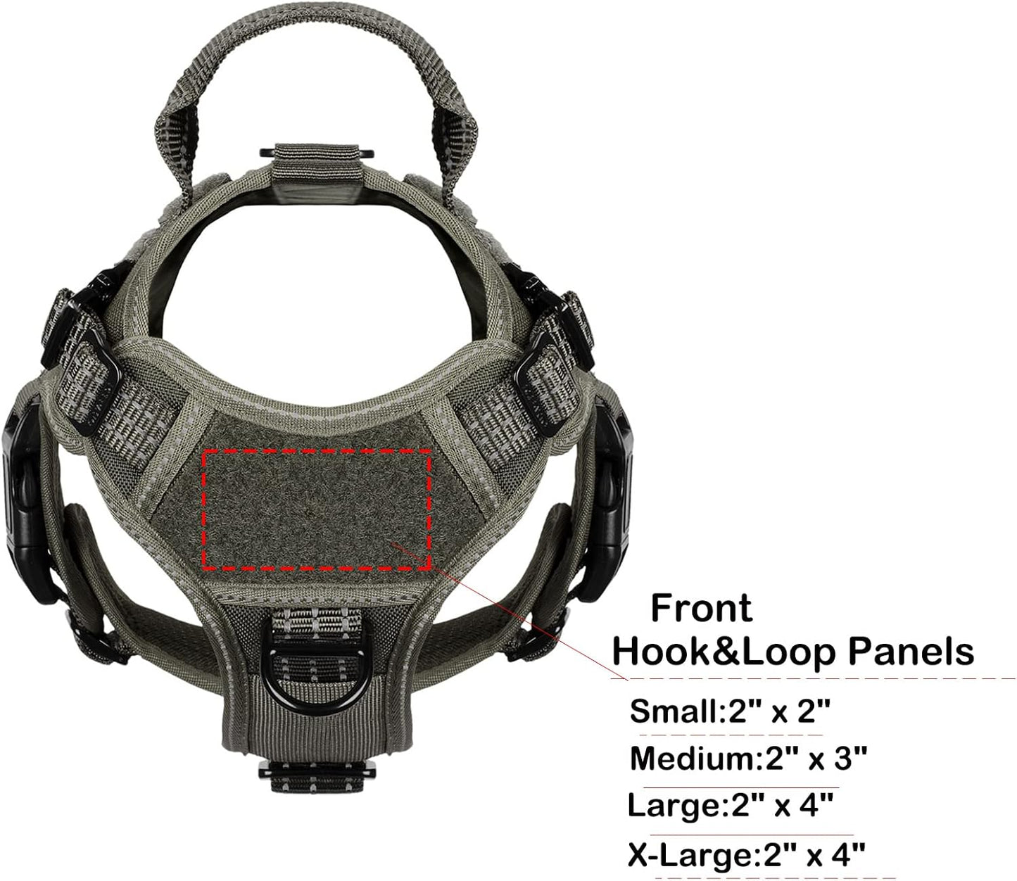 ICEFANG Tactical Dog Harness, Small Size,2X Metal Buckle,Working Dog MOLLE Vest with Handle,No Pulling Front Leash Clip,Hook and Loop Panel (Green,S (Pack of 1))