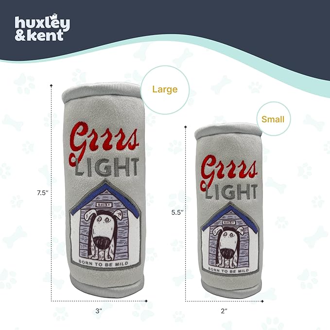 Huxley & Kent Funny Dog Toy w/Squeaker – Power Plush Squeaky Dog Toys for Small, Medium & Large Dogs – Soft Stuffed Animal for Indoor Play & Fetch - Grrrs Light, Small