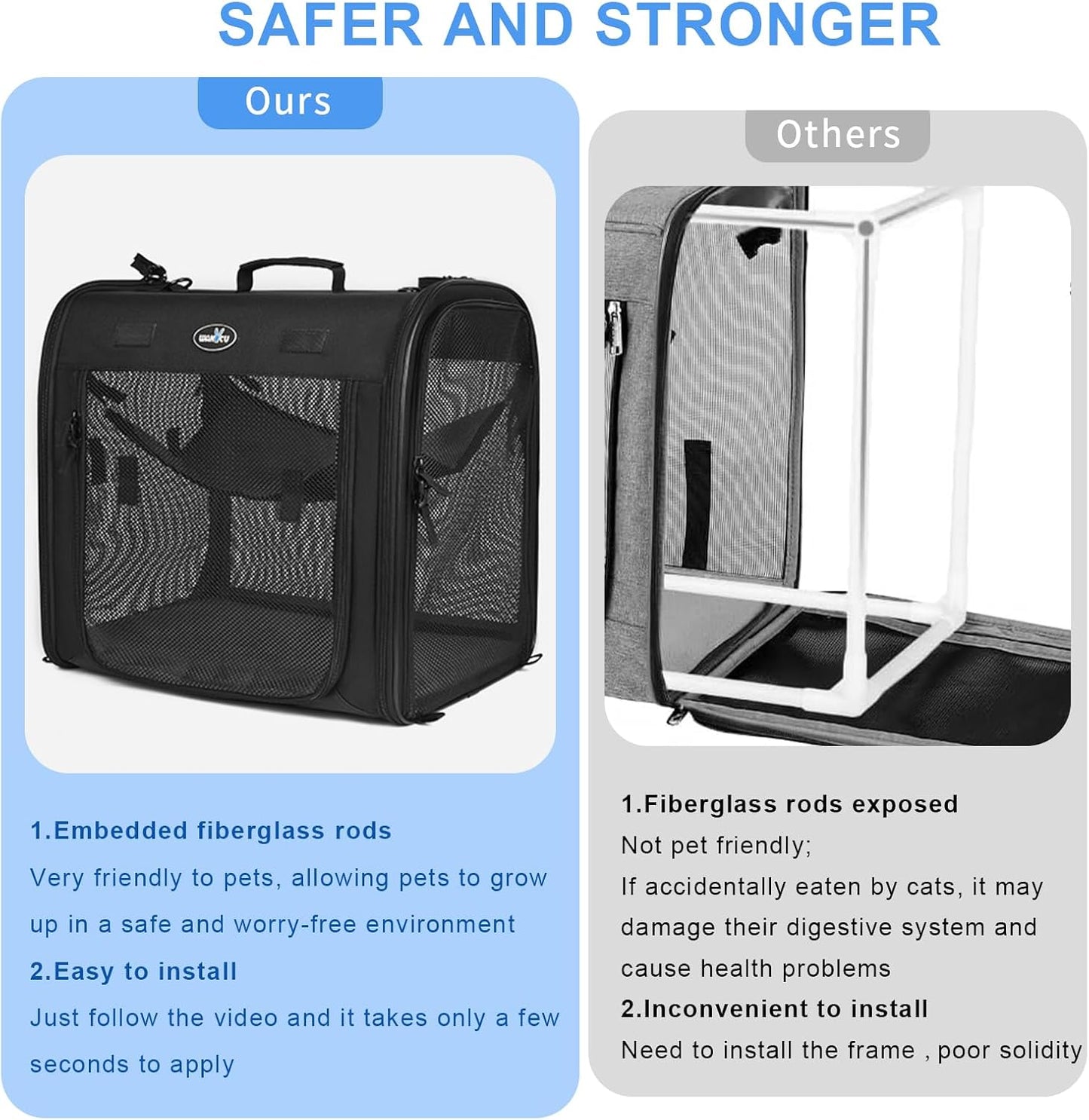Portable 2-in-1 Pet Carrier for Medium Dogs Large Cat Carrier for 2 Cats Travel Double Dog Crate Set with Portable Carry Bag/Hammocks/Mats/Tent Stakes/2 Pcs Pet Bowls for Outdoor Camping