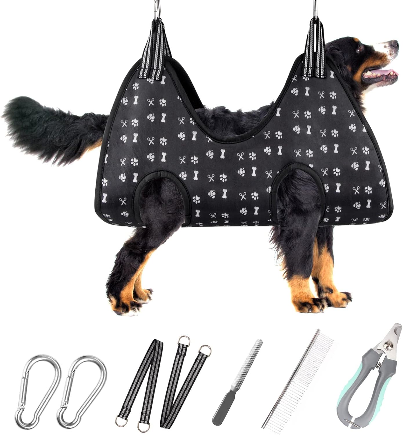 Pet Dog Grooming Hammock Harness for Nail Trimming (XXL 120lb), Dog Sling for Cutting Nail, Dog Hanging Holder Hanger for Clipping Nail with Nail Clippers, Nail File, Pet Comb