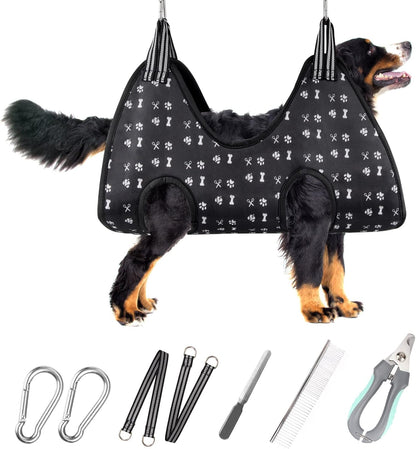 Pet Dog Grooming Hammock Harness for Nail Trimming (XXL 120lb), Dog Sling for Cutting Nail, Dog Hanging Holder Hanger for Clipping Nail with Nail Clippers, Nail File, Pet Comb
