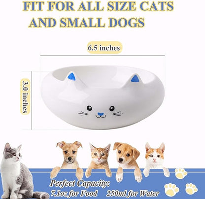 Key Holder Bowl, Home Decor, Desk Decor & Gifts for Girls, Cat Bowls, Ceramic Cat Food Bowl, Cute Kitten Water Bowls with 7.1oz Capacity, Cats Deals, Whisker Fatigue Friendly, Multi-Use