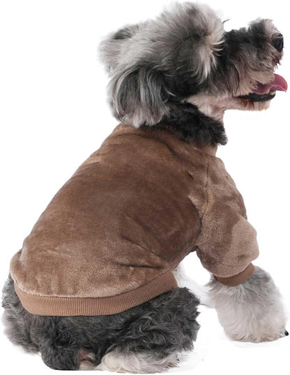 FabriCastle Dog Sweater, 3-Pack Dog & Cat Clothes, Soft and Warm Pet Jackets XXS for Small Dogs Boy & Cats, Winter Pet Apparel Costumes, Puppy Outfits (Camel,Khaki,Olive, XX-Small)