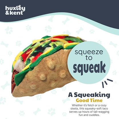 Huxley & Kent Funny Dog Toy w/Squeaker – Power Plush Squeaky Dog Toys for Small, Medium & Large Dogs – Soft Stuffed Animal for Indoor Play & Fetch - Taco Tuesday, Large