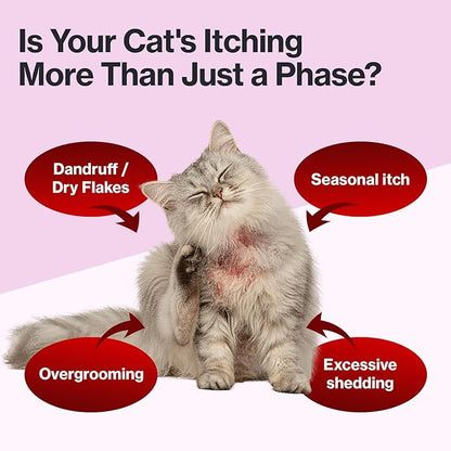 Doctor By Cat Silk Derma Lickable Feline Skin and Coat Supplement - Dandruff Treatment & Itchy Skin Relief Allergy Support for a Glossy Coat Immune Boosting Formula - 30 Individual Treat Tubes