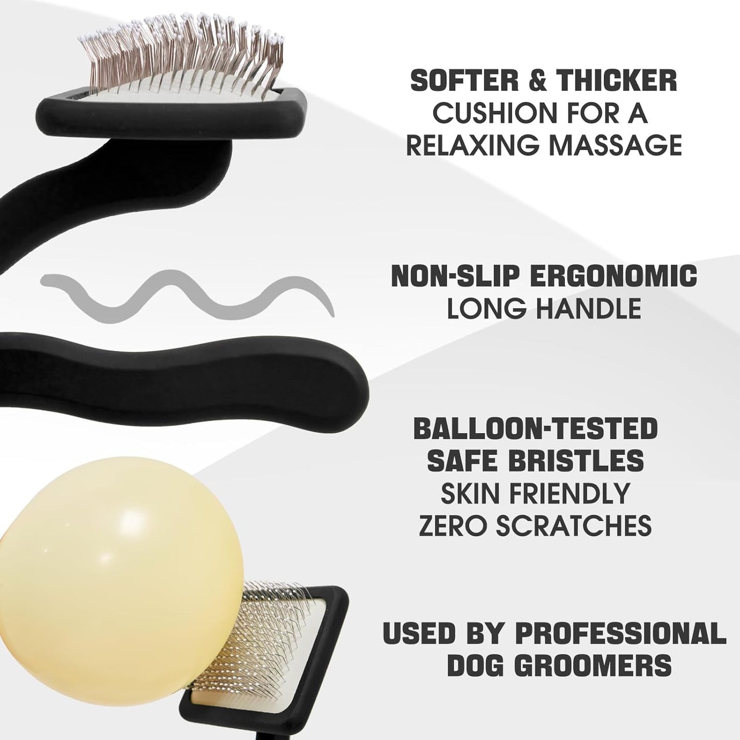 Dog Slicker Brush for Dogs Grooming Kit 4PCS | Large Dog Brush for Goldendoodles Poodles Doodles | Long Pin Haired Brush | Poodle Brushes and Comb (Black)