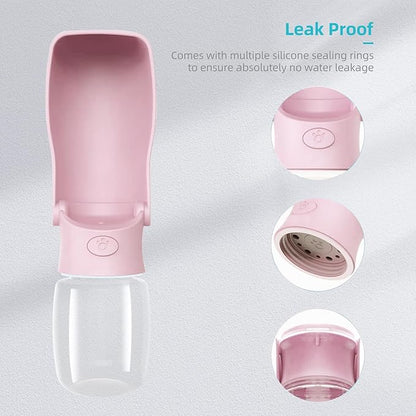 Portable Dog Water Bottle for Walking 19 OZ or 12 OZ Portable Pet Water Bottles for Puppy Small Medium Large Dogs Water Dispenser Pet Water Bowl Dog Accessories (19OZ Blue) (12OZ Pink)