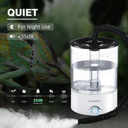 Coospider 4.2L Top Fill Reptile Humidifier, Fogger Mister for Reptiles Tank, Terrariums Humidifiers with Extended Hose/Tube, Automatic Reptile Misting System for Reptiles Amphibians Herps Vivarium