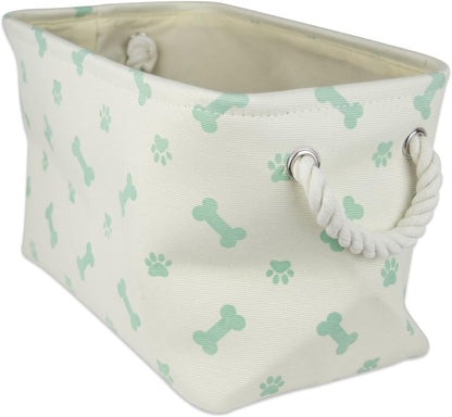 Bone Dry Pet Storage Collection Paw and Bone Print, Small Rectangle, 14x8x9", Mint