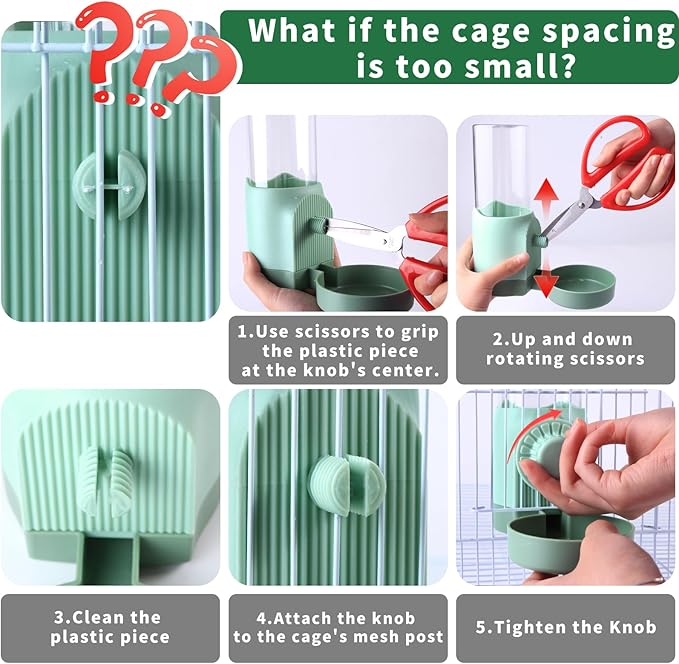 No Mess Bird Feeder Water Dispenser for Cage, Parakeet Cage Accessories, Automatic Bird Water Feeder for Parrots Cockatiel Budgies Finches (Feeding Doors Over 3.15 * 3.15 Inch)