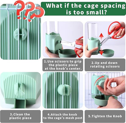 No Mess Bird Feeder Water Dispenser for Cage, Parakeet Cage Accessories, Automatic Bird Water Feeder for Parrots Cockatiel Budgies Finches (Feeding Doors Over 3.15 * 3.15 Inch)