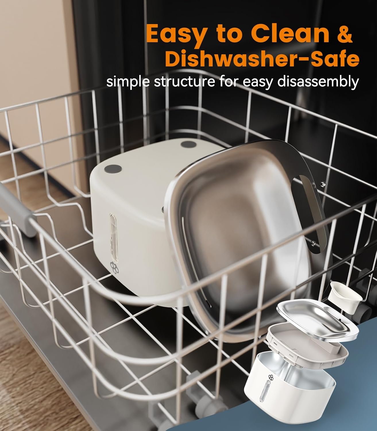 oneisall 3.5L Water Fountains for Cats Indoor, Stainless Steel Pet Drinking Fountains Automatic Running Cat Waterer Fountains Quiet, White