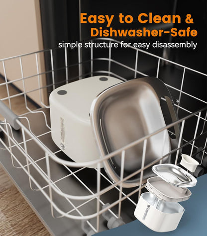 oneisall 3.5L Water Fountains for Cats Indoor, Stainless Steel Pet Drinking Fountains Automatic Running Cat Waterer Fountains Quiet, White