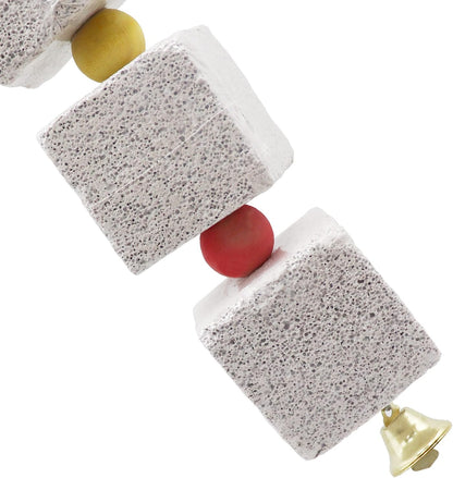 2 Pack Large Bird Chewing Toy, Parrot Beak Grinding Calcium Stone with Bells, Bird Cage Accessories, Cage Toys for Cockatiel Parakeet Parrot Budgies Rat Hamster Chinchilla Rabbit Bunny African Grey
