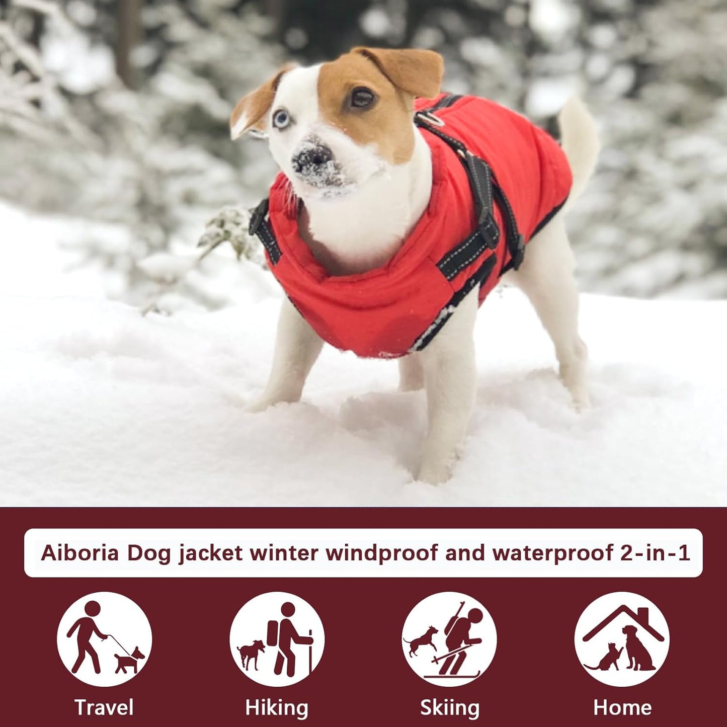 Aiboria Dog Coat for Winter Dogs Jackets Fleece Small Dog Vest Harness Winter Padded Pet Black