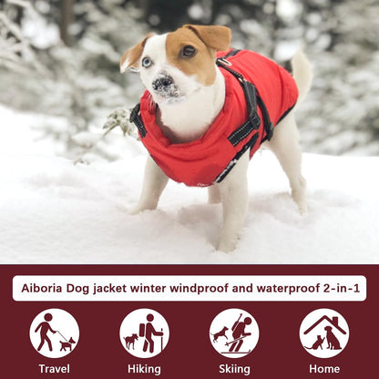 Aiboria Dog Jackets Coat for Winter Windproof Waterproof Skiing Dog Vest Fleece Warm Chest Strap Belt Purple L