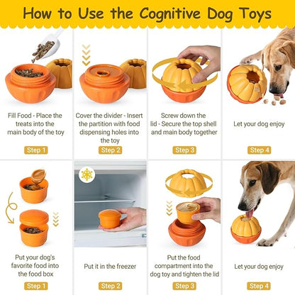 Interactive Dog Toys for Boredom, Dog Frozen Treat Toy to Keep Them Busy and Reduces Anxiety, Reusable Treat Dispensing Dog Toys Puzzle Toy for Small Medium Large Dogs, Low-Mess Design, Easy to Clean