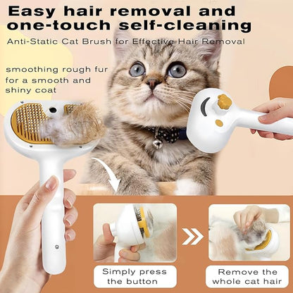 Pet Steam Brush for Dog & Cat – 3-in-1 Spray Hair Removal Comb – Steam for Shedding & Grooming – Water Brush for Long & Short Haired Pets – Spritz Defur Comb – Includes Waterless Shampoo