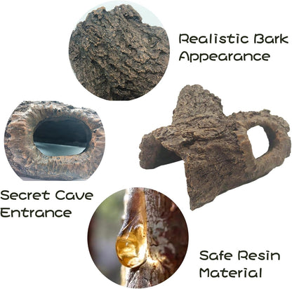 Tfwadmx Leopard Gecko Hide, 7" Reptile Hideout, Resin Simulated Hollow Log for Aquarium, Betta Fish Hideout, Reptile Tank Accessories for Corn Snakes, Young Lizards, Hermit Crabs, Frogs