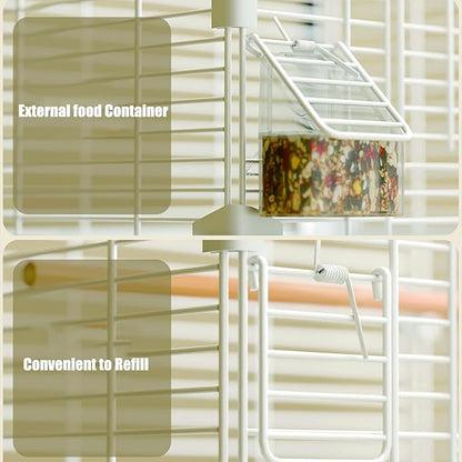 Basic Bird Cage, 24.8inch Parrot Cage (24.8" x 14.6" x 11"),Bird Cage with Ladder, Horizontal Bar, 2 Feeders, and Bird Nest