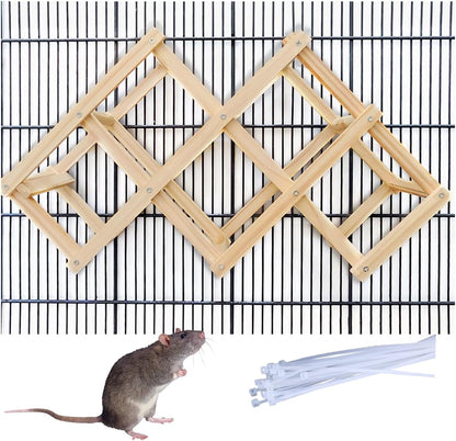 Wooden Rat Climbing Toys for Pet Rats - Natural Cage Accessories,Climbing Ladder,Hanging Enrichment Toys for Fancy Rats,Fun & Safe Play & Chew Activities,M