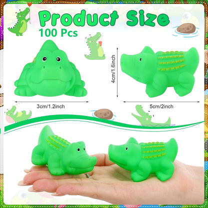 Lenwen 50 Pcs Rubber Crocodile Bath Toy Bulk Mini Alligator Toys Crocodile Bathtub Toys Float Squeak Toys for Summer Pool Parties Halloween Christmas Party Birthday Decoration, 2.8 x 1.3 x 1.3 Inch