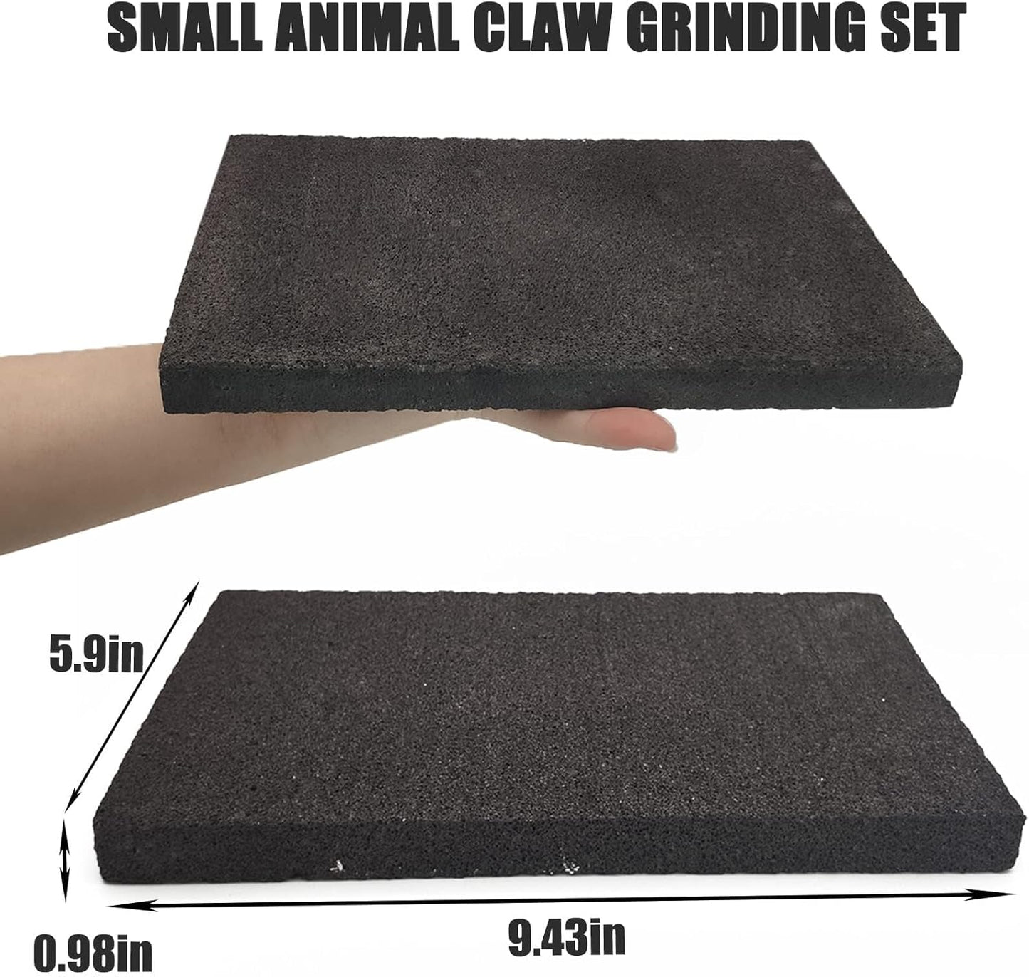 Hamiledyi Rabbit Scratch Foot Pads 2Pack Bunny Grinding Claw Pad Small Animals Lava Grinding Teeth Stone Hamster Chew Sweet Bamboo Treats Toy for Chinchilla Ferret Guinea Pig Rat Gerbil Hedgehog Black