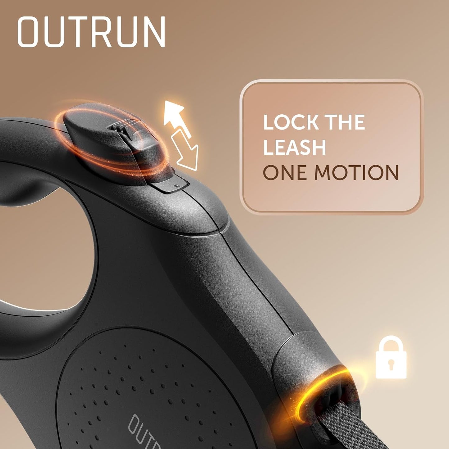 OUTRUN Retractable Dog Leash 16 FT Walking Leash up to 55 Lbs, Strong Nylon Tape No Tangle, Heavy Duty One-Handed Brake Lock Perfect for Small & Medium Sized Dogs and Pets