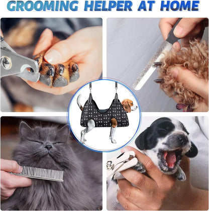 Pet Dog Grooming Hammock Harness for Nail Trimming (M 40lb), Dog Sling for Cutting Nail, Dog Hanging Holder Hanger for Clipping Nail with Nail Clippers, Nail File, Pet Comb