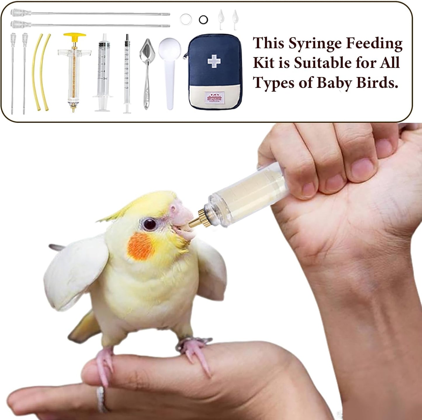 15 pcs Baby Bird Feeding Syringe Set - Bird Hand Feeding Syringe Set, Baby Birds Feeder with 20ml Feeding Syringes, Birds Feeder Scoop, Soft Tubes for Parakeets & Cockatiels