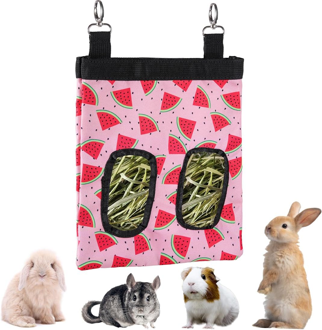 DZWLKJ Guinea Pig Hay Feeder, 600D Polyester, Watermelon, Rabbit Hay Feeder Bag, Guinea Pig, Chinchilla, Hamsters, Small Pets, 1 Pack, Foldable, Lightweight