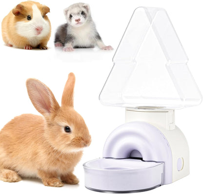 mini&moe Rabbit Water Dispenser - 17.6oz Guinea Pig Water Bottle No Drip for Cage Automatic Gravity Silent Hanging Bunny Water Dispenser with Floating Bowl for Hamster, Gerbils, Ferret, Chinchilla