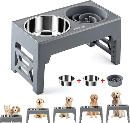 EliteField Elevated Dog Bowls (2-Year Warranty), Two 58 oz Stainless Steel Food Bowls, 5 Adjustable Raised Heights (4", 9.5", 10.5", 11.5", 12.75") Suitable for Dogs of All Ages, Small to Large Sizes