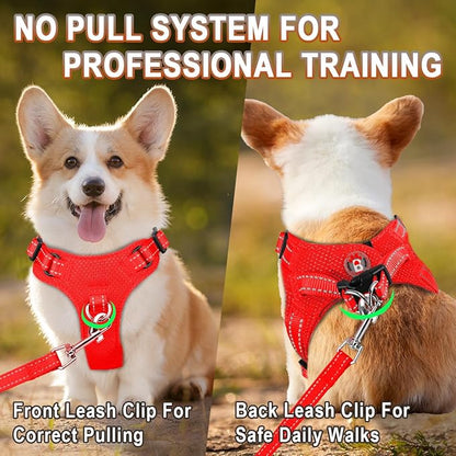 Dog Harness Step in Dog Vest Harness, Reflective Adjustable Puppy No Pull Harness Breathable Soft for Small and Medium Dogs Cats, Red, XS