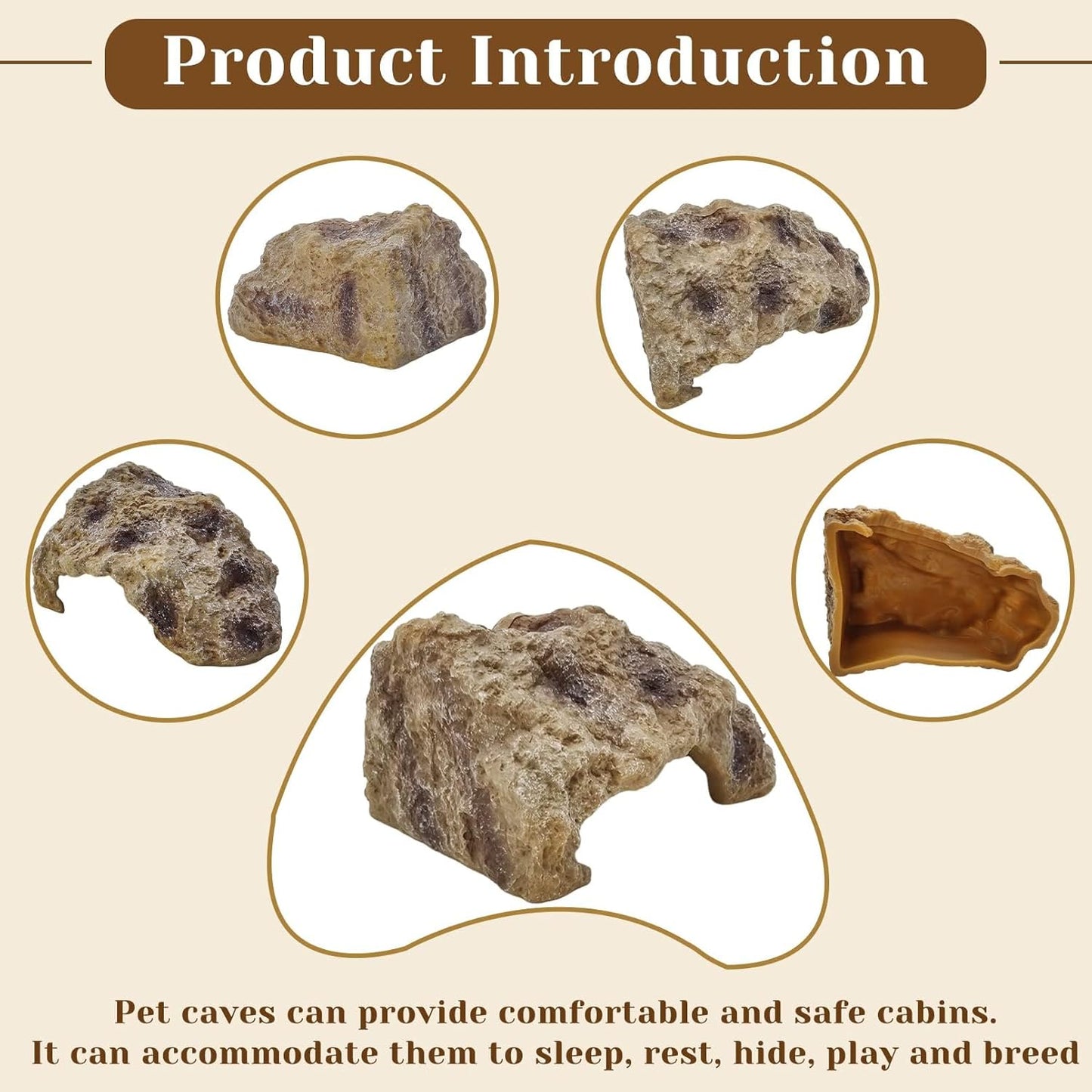 Hamiledyi Reptile Simulation Rock Cave Hideouts Reptile Hide Resin Leopard Gecko Hide Bearded Dragon Hideout Terrarium Decor for Turtles Snakes Gecko Hermit Crab Ball Pythons (S)
