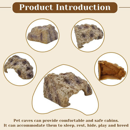 Hamiledyi Reptile Simulation Rock Cave Hideouts Reptile Hide Resin Leopard Gecko Hide Bearded Dragon Hideout Terrarium Decor for Turtles Snakes Gecko Hermit Crab Ball Pythons (S)