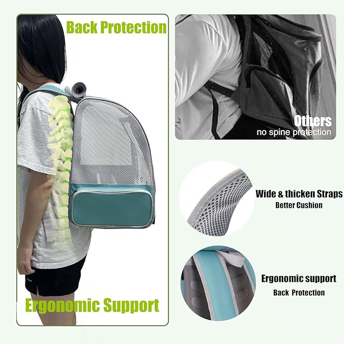 halinfer Bird Backpack Carrier Cage, Front Zipper Opening Portable Bird Travel Bag with Standing Perches and Metal Tray, Vented Carry Transport Carrier for Parakeet, Budgie, Conure, Cockatiel, Parrot