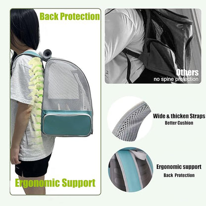 halinfer Bird Backpack Carrier Cage, Front Zipper Opening Portable Bird Travel Bag with Standing Perches and Metal Tray, Vented Carry Transport Carrier for Parakeet, Budgie, Conure, Cockatiel, Parrot