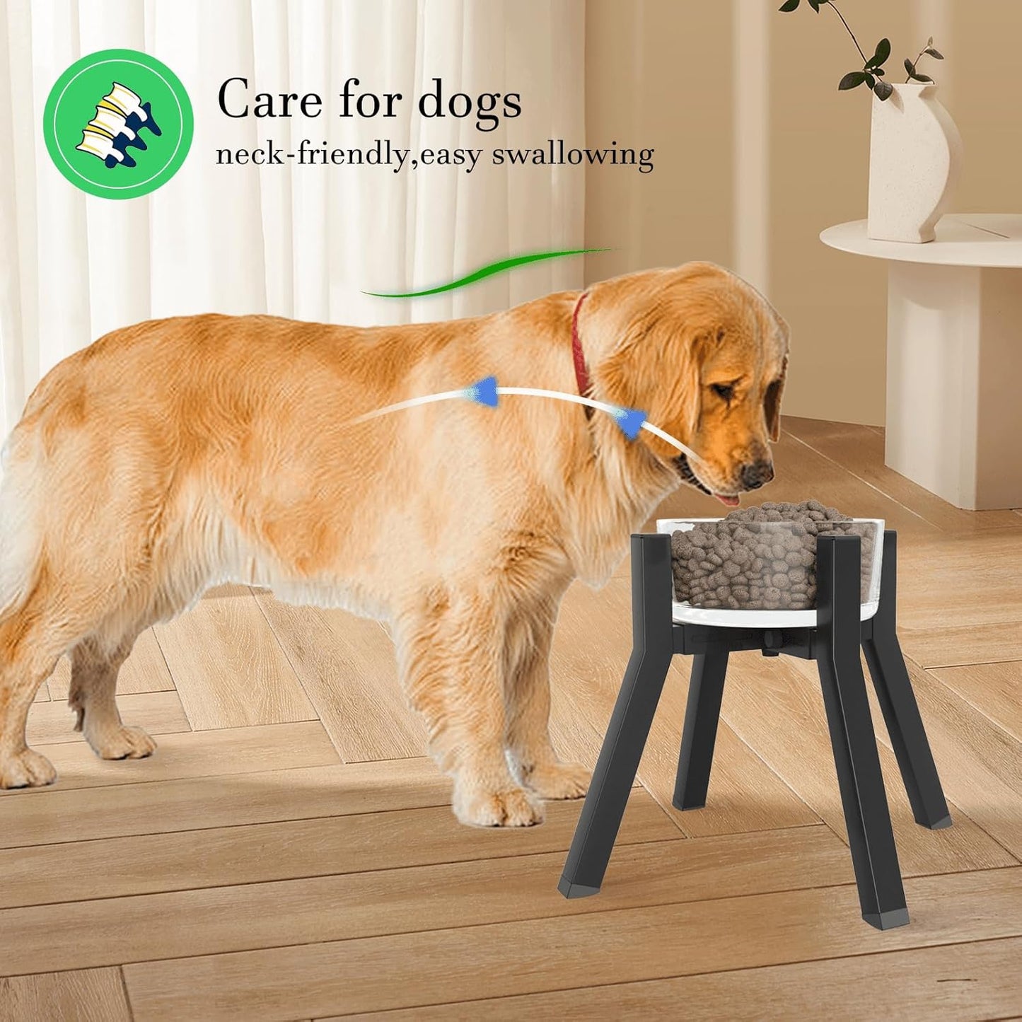 Dog Bowl Stand for Medium & Large Dogs, Adjustable Width 7-10.6" Raised Dog Food Stand, 11 inch Tall Elevated Single Holder, Black (Bowl Not Included)