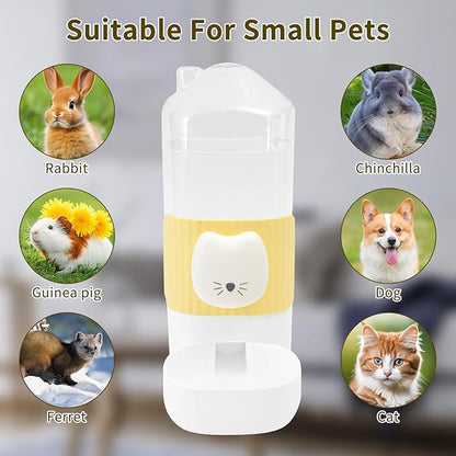 Rabbit Water Bottle, 800ml/28oz Hanging Automatic Water Dispenser for Cage, Ferret Bunny Guinea Pig Water Bowl,Suitable for Small Animal (Yellow, 800 ml/28 oz)