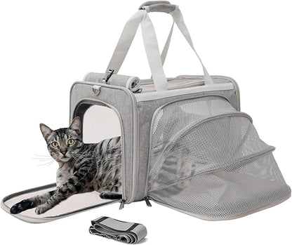Cat Carriers Soft Stylish Small Dogs Puppy Pets Bag,Sturdy,Ventilated,Airline Approved,Expandable,Rabbit Cage Small Animals Travel Outdoor Carry Kennel Gray Color
