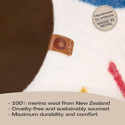 MEOWFIA Cat Cave – Premium Felt Cat Bed for Indoor Cats, Handmade 100% Merino Wool (Large, Ivory Rainbow)