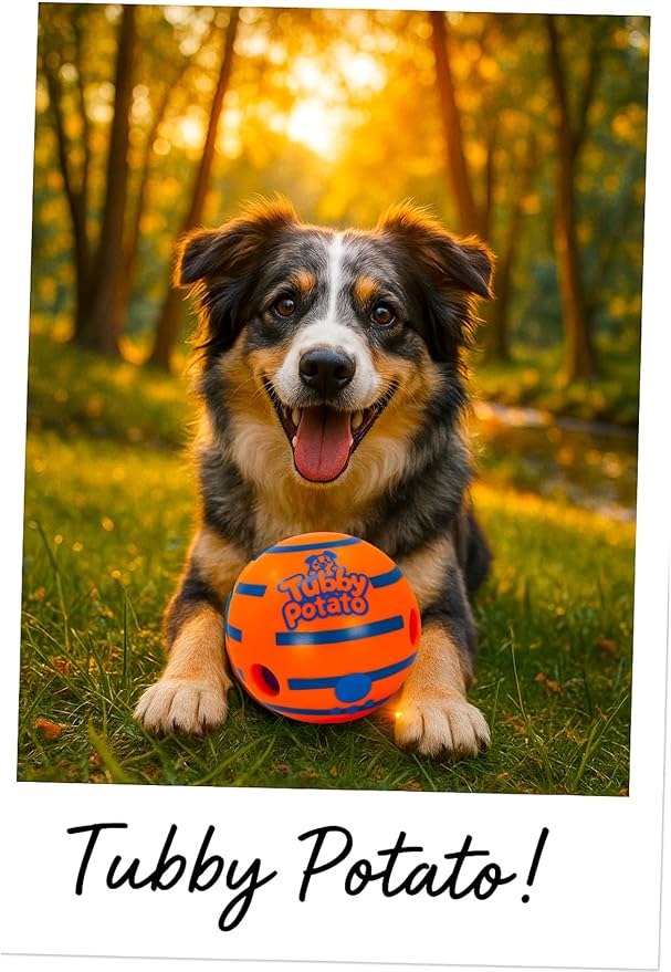 Tubby Potato™ Tater Tumbler Sound Ball – Interactive Dog Toy for All Breeds & Sizes | Durable, Makes Fun Sounds When Rolled or Shaken, Ball for Small, Medium & Large Dogs - 5.5 Inches, Orange