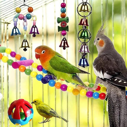 Bird Swing Standing Chewing Training Hanging Toy Hammock Climbing Ladder Drawbridge Birdie Perches Platform for Conure,Cockatiel,Mynah,Love Birds,Finches,Budgerigar,Pigeon