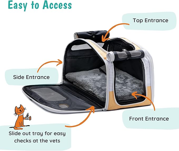 New Premium Soft-Sided 2-in-1 Kittyrama Cat Carrier & Home Hideaway – Vet-Recommended Calming Den, Dual-Use Lounge & Travel Carrier with SBS Zippers, Airline-Approved Under-Seat Fit
