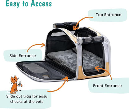 New Premium Soft-Sided 2-in-1 Kittyrama Cat Carrier & Home Hideaway – Vet-Recommended Calming Den, Dual-Use Lounge & Travel Carrier with SBS Zippers, Airline-Approved Under-Seat Fit