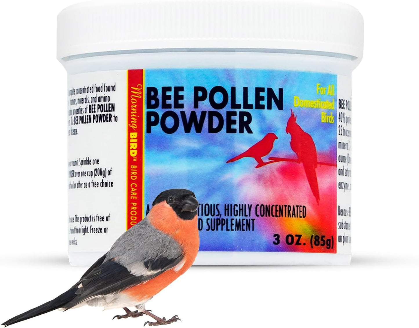 Morning Bird Bee Pollen Powder for Birds 3 Oz – Complete Nutrition with Protein, Amino Acids & Immune Support – Bird Vitamin & Mineral Supplement for Daily Health & Wellness