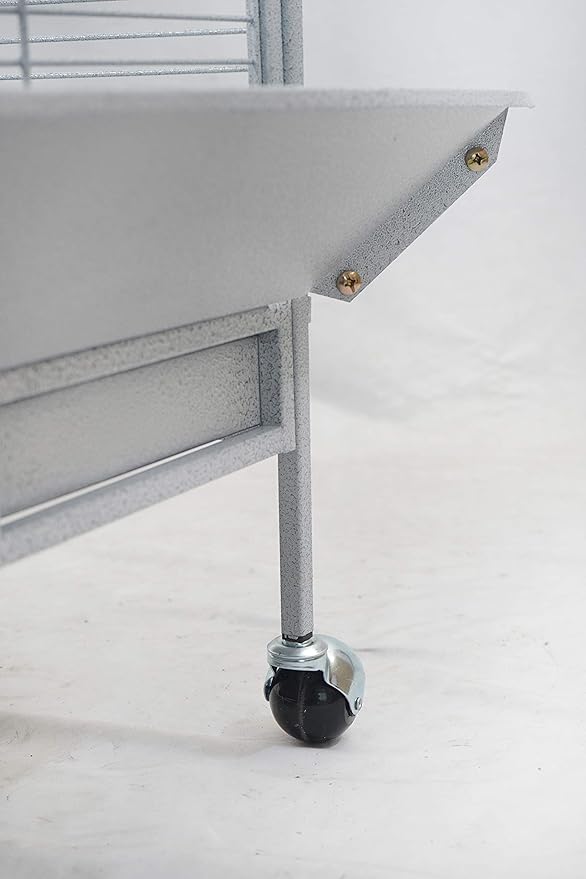 Corner Bird Cage for Cockatiel Parakeet Black and White (White Vein)