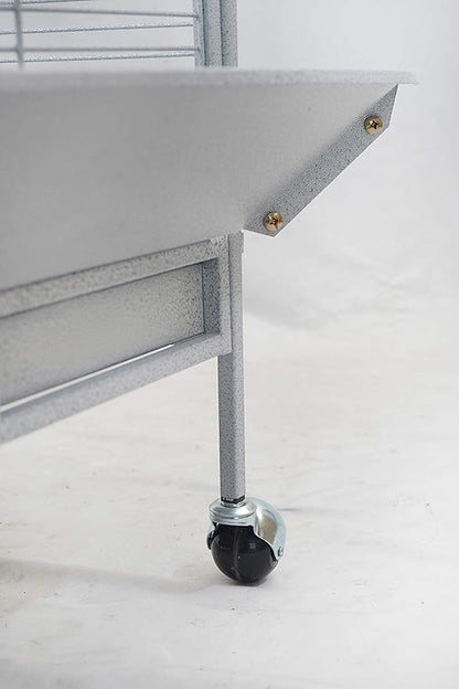 Corner Bird Cage for Cockatiel Parakeet Black and White (White Vein)