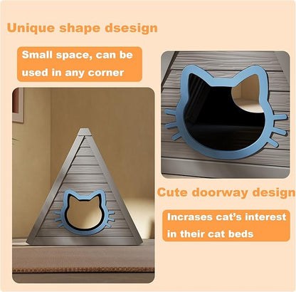 DRATO Cat House for Indoor Outdoor Cat Shelter Feral Cat Outside Easy to Install and Clean for Indoor, Balcony use (Gray, 23.82 * 25.59 * 25.67)